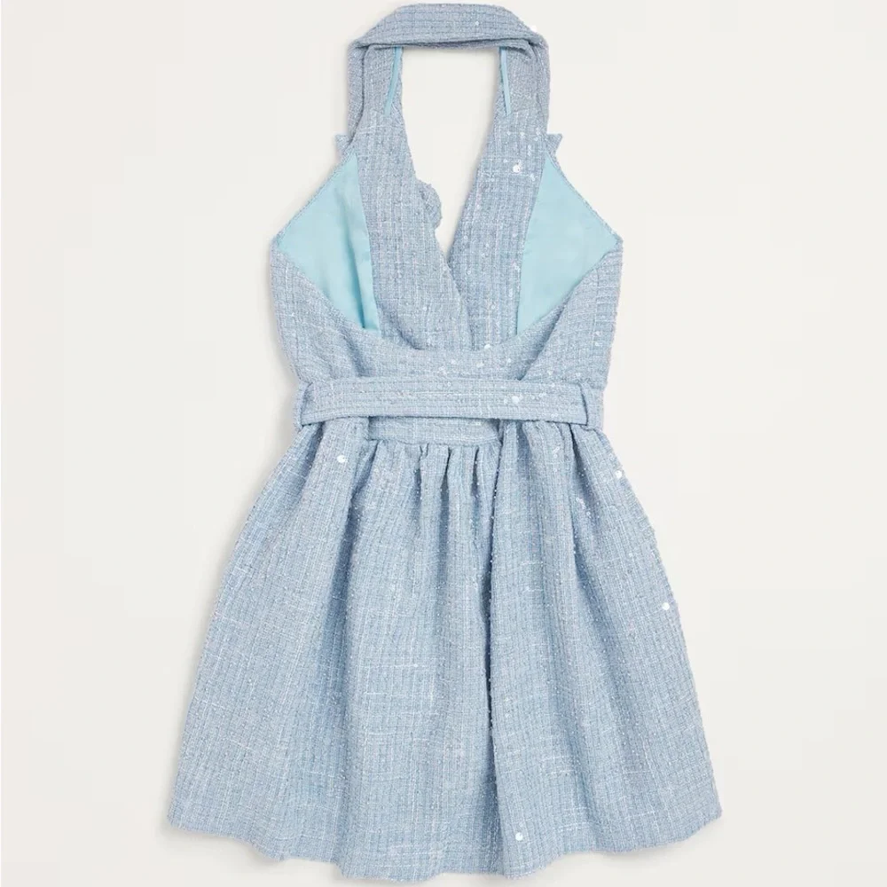 Marlo Girls Sequined Halter-neck Belted Jingle Dress Sz 4 - Picture 2 of 3